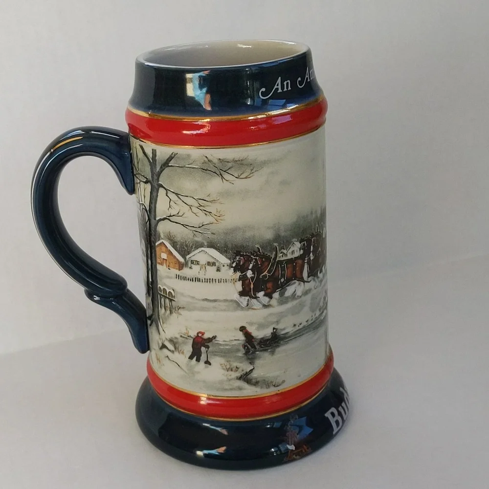 Vintage 1990 Budweiser Handcrafted Clydesdale Stein Beer Mug w/Handle - Picture 1 of 15